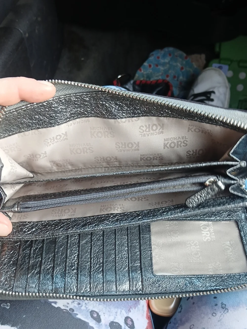 Michael Kors Metallic Silver Zip-Around Wallet